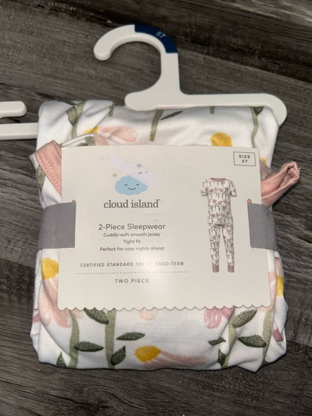 cloud island Floral Pajama Set - White, Pink & Yellow